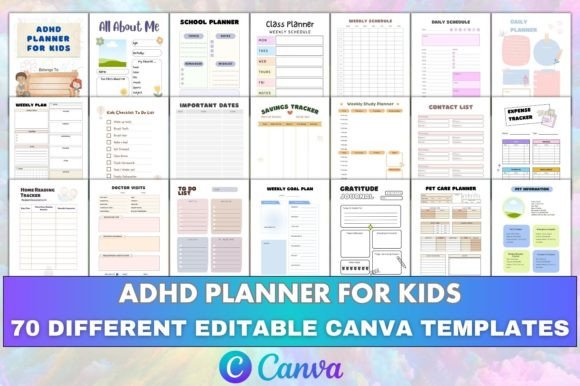 Download Canva Editable ADHD Planner for Kids KDP - Canva Collection