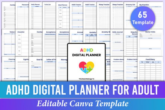 Download Editable ADHD Digital Planner Canva - Canva Collection