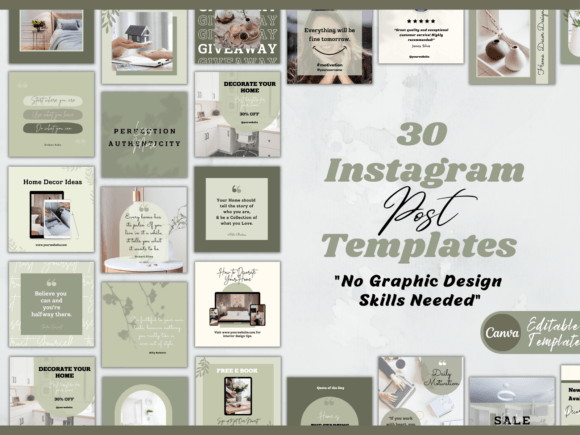 Download Instagram Post Templates for Canva-green - Canva Collection