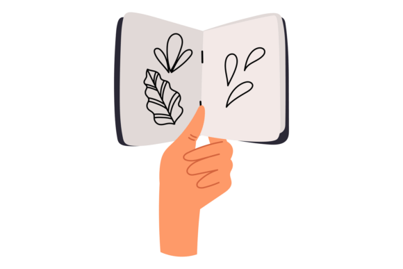 Download Hand Holding Open Sketchbook with Simple - Sketchbook Collection