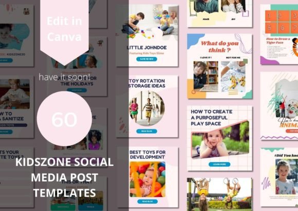 Download 60 Kidszone Social Media Canva Templates - Canva template Collection