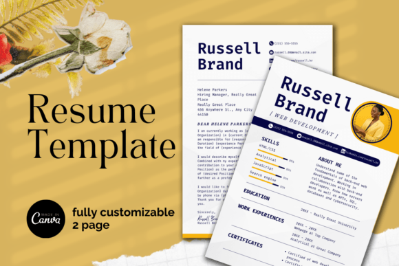 Download Blue,Yellow Modern Resume Canva Template - Canva template Collection