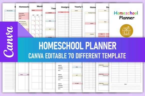 Download Homeschool Planner Bundle Canva Template - Canva template Collection
