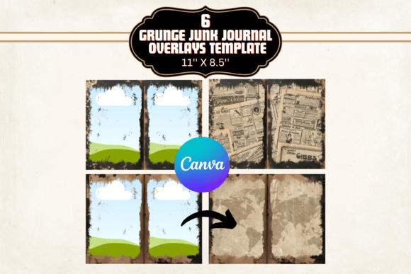 Download Grunge Junk Journal Canva Templates - Canva template Collection