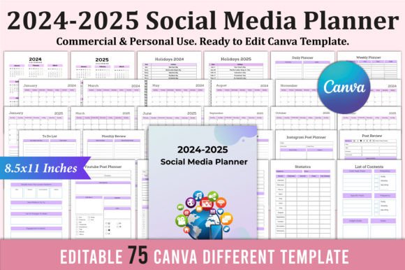 Download 2024-2025 Social Media Planner for Canva - Canva Collection