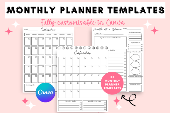 Download Monthly Planner Canva Templates - Canva template Collection