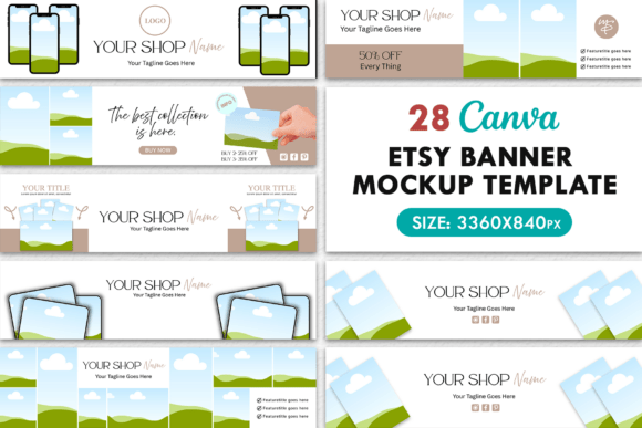Download 28 Etsy Banner Mockup Template for Canva - Canva Collection