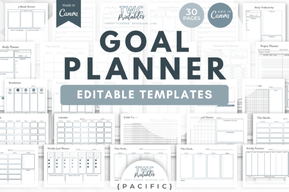 Download Goal Planner Canva Templates | PACIFIC - Canva template Collection