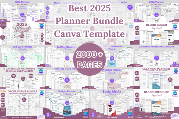 Download Best 2025 Planner Canva Template Bundle - Canva template Collection