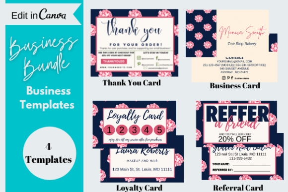 Download Small Business Card Bundle, Canva Templates - Canva template Collection