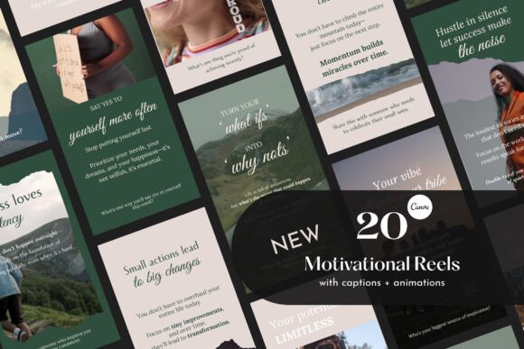 Download 20 Motivational Canva Templates | Reels - Canva template Collection