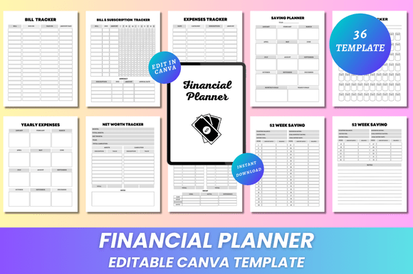Download Editable Financial Planner Canva KDP - Canva Collection
