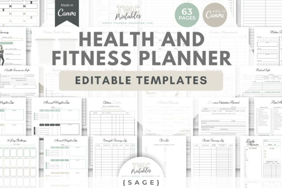 Download Health &amp; Fitness Planner Canva Templates - Canva template Collection