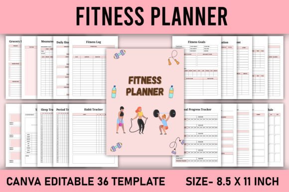 Download Fitness Planner Canva Template KDP - Canva template Collection