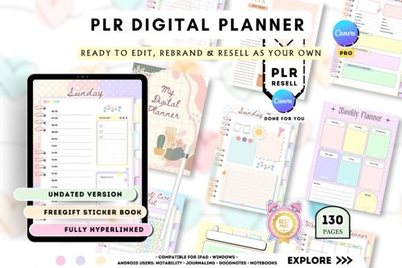 Download PLR Resell Canva Undated Digital Planner - Canva Collection
