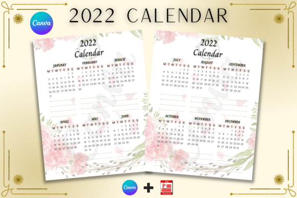 Download 2022 Calendar Printable, Canva Templates - Canva template Collection
