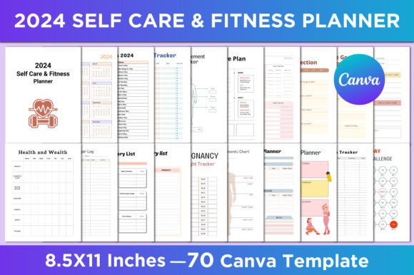 Download 2024 Self Care &amp; Fitness Planner Canva - Canva Collection