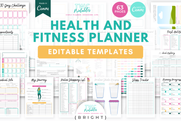 Download Health &amp; Fitness Planner Canva Templates - Canva template Collection