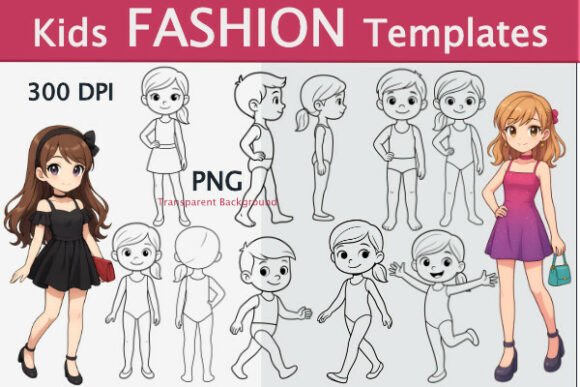 Download Kids Fashion Sketchbook Templates PNG - Sketchbook Collection