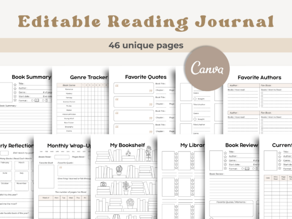 Download Canva Reading Journal Editable Template - Canva Collection