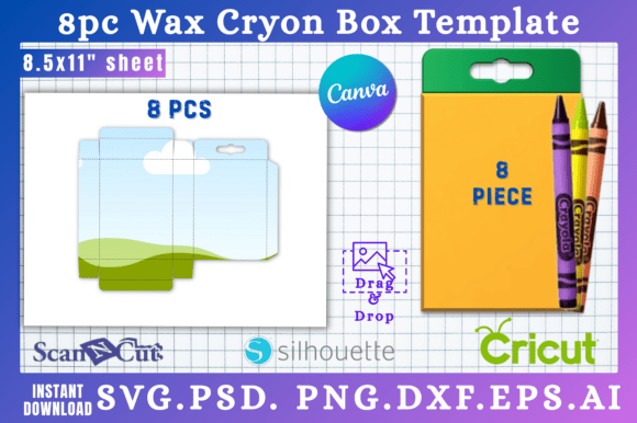 Download 8pc Wax Cryon Box SVG &amp; Canva Templates - Canva template Collection