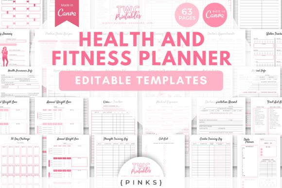 Download Health &amp; Fitness Planner Canva Templates - Canva template Collection