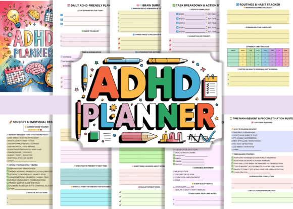 Download ADHD Planner - KDP Canva Template - Canva template Collection