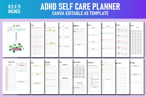 Download ADHD Self Care Planner Canva KDP - Canva Collection