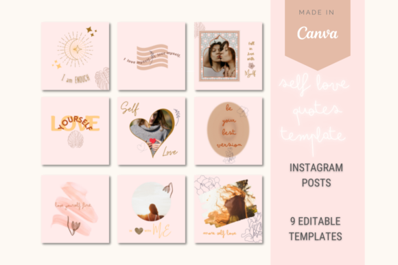 Download Self Love Quote IG Post Canva Template - Canva template Collection