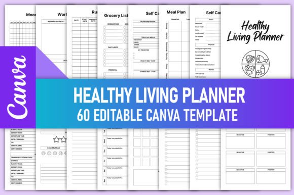 Download Healthy Living Planner Bundle Canva KDP - Canva Collection