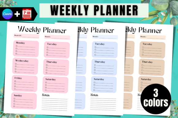 Download Weekly Planner Printable Canva Templates - Canva template Collection
