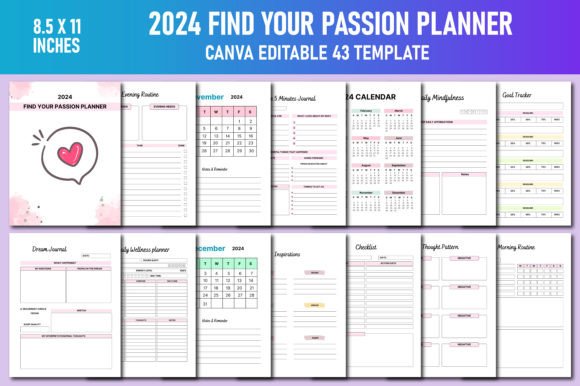 Download 2024 Find Your Passion Planner Canva KDP - Canva Collection