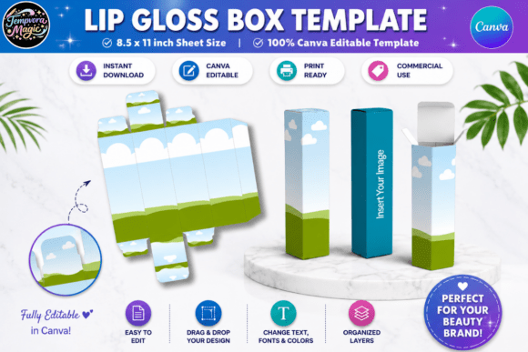 Download Lip Gloss Box Canva Editable Template - Canva Collection