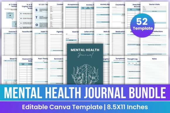 Download Mental Health Journal Bundle Canva Kdp - Canva Collection