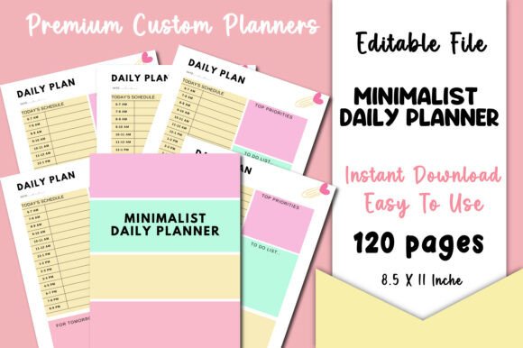 Download Minimalist Daily Planner Canva KDP - Canva Collection