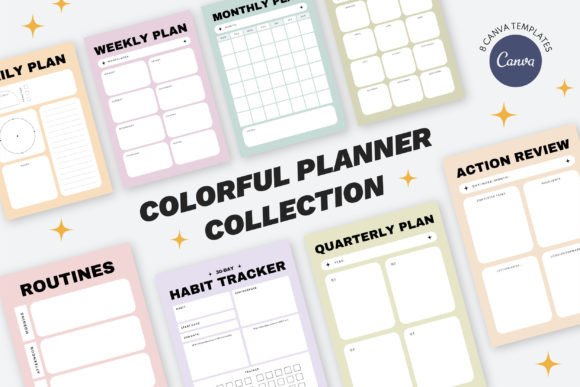 Download Colorful CANVA Planner Template Set - Canva Collection