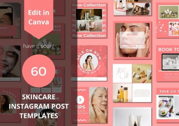 Download 60 Skincare Social Media Canva Templates - Canva template Collection