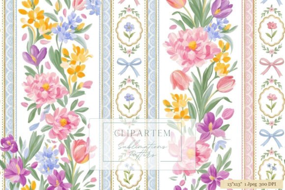 Download Spring Floral Stripe Sublimation Pattern - Premium Resources