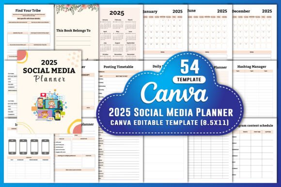 Download 2025 Social Media Planner Canva KDP - Canva Collection