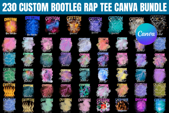 Download 230 Custom Bootleg Rap Tee Canva Bundle - Canva Collection