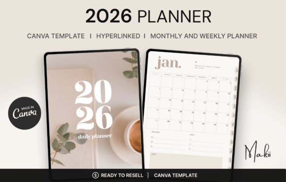 Download 2026 Digital Planner Canva Template - Canva template Collection