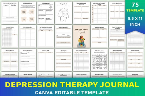 Download Editable Depression Therapy Journal - Premium Bundle