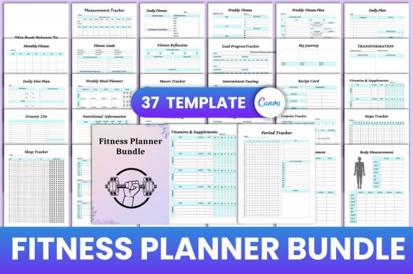 Download Editable Fitness Planner Bundle Canva - Canva Collection