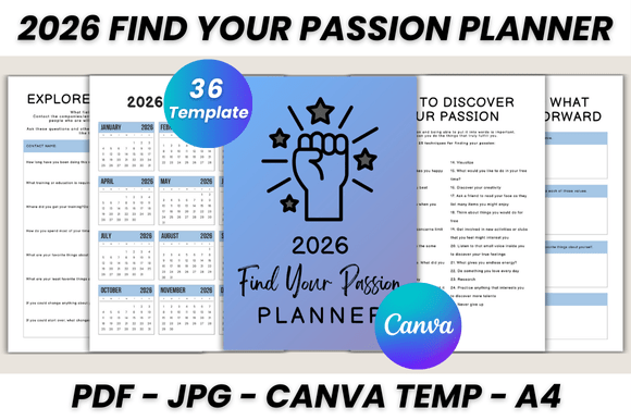 Download 2026 Find Your Passion Planner Canva - Canva Collection